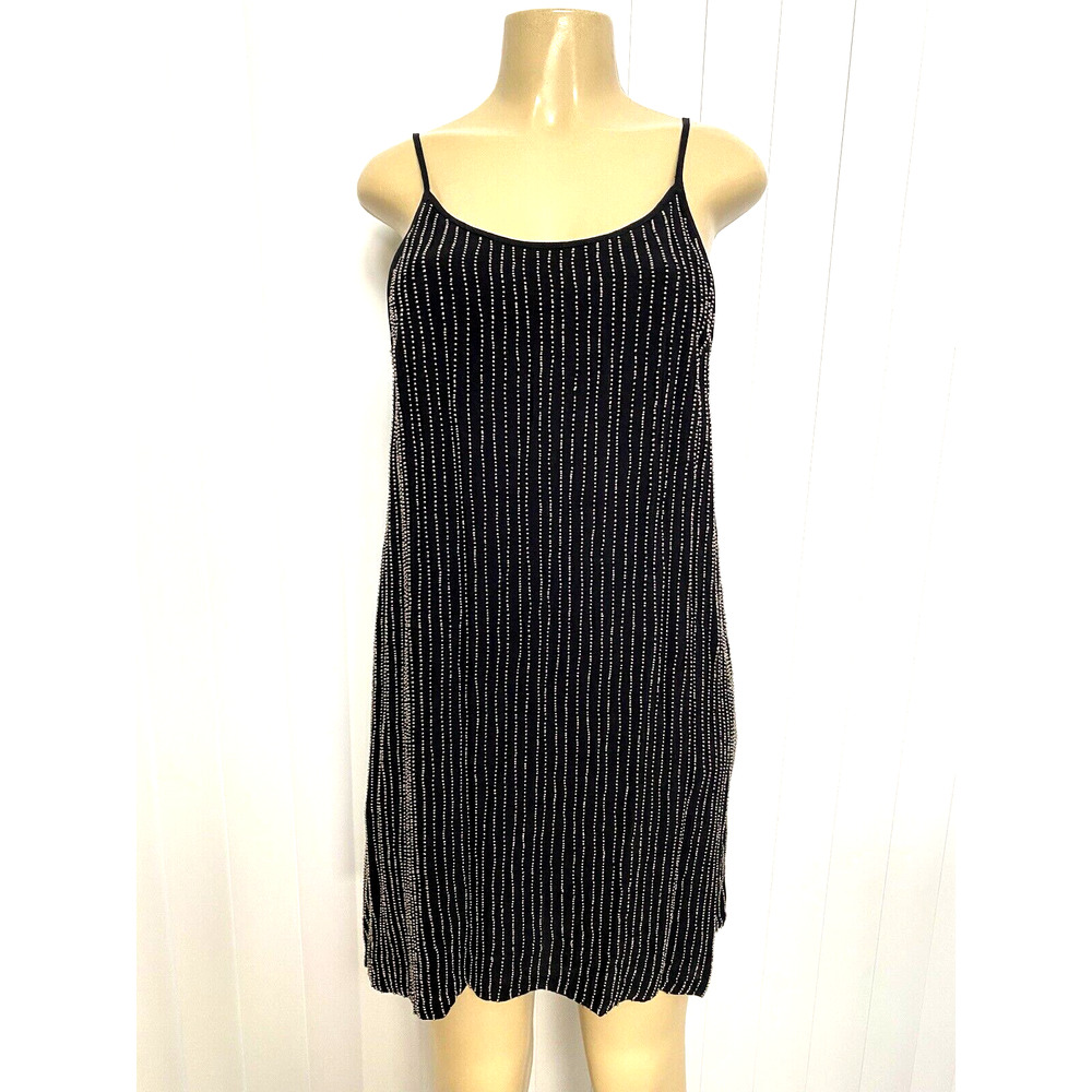 NWT Cleobella Black Mini Dress Beaded Spaghetti Strap Round Neck Lined S
